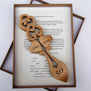 Personalised 50th  Golden Wedding Lovespoon in Oak