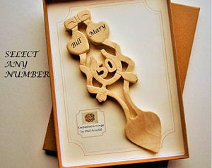 Handcarved Anniversary Lovespoon 50th, 40th, 30th, 25th, 20th, 5th, Select Any Number