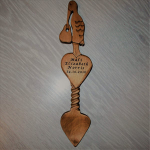 Personalised Newborn Baby 'Stork' Lovespoon